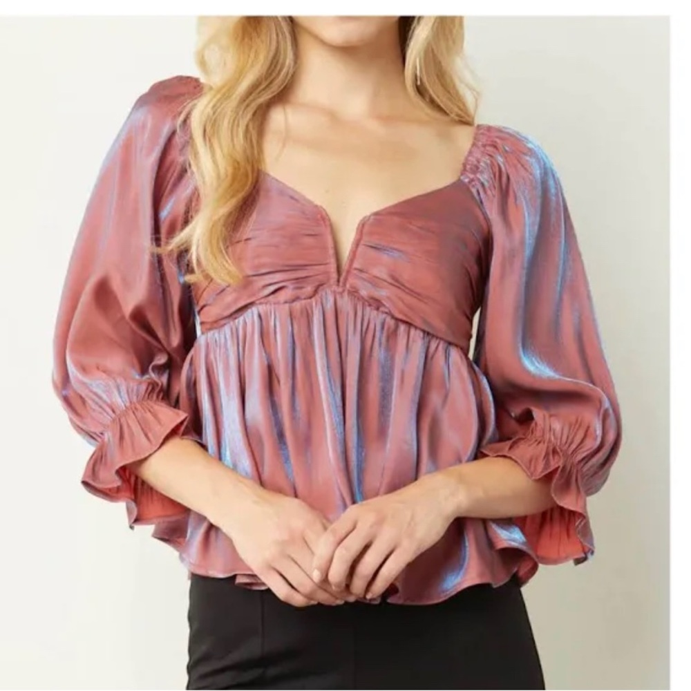 Entro iridescent red blue babydoll top
